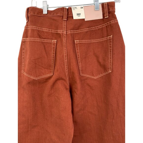 Free People ZGY Hi & Loose Super HR Rust Orange Denim Jeans Size 29 8687 - Picture 9 of 10